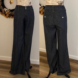 White House Black Market denim trousers wide cuff
